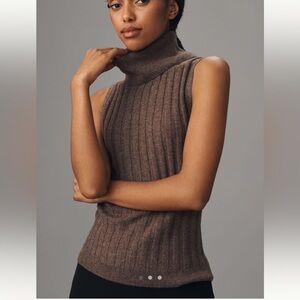 NWOT Reformation Rowyn Cashmere Turtleneck Sleeveless Sweater in Walnut